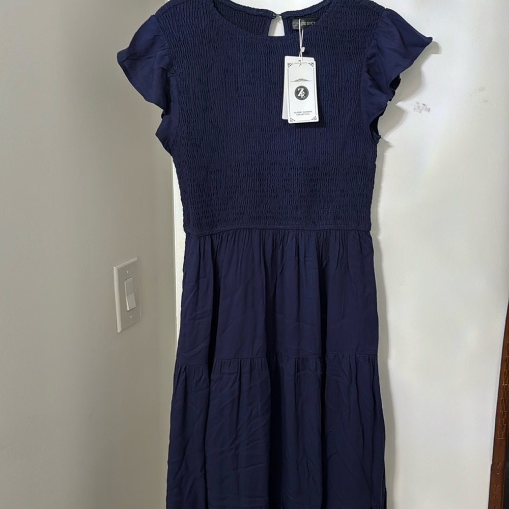 NWT Navy smocked top dress